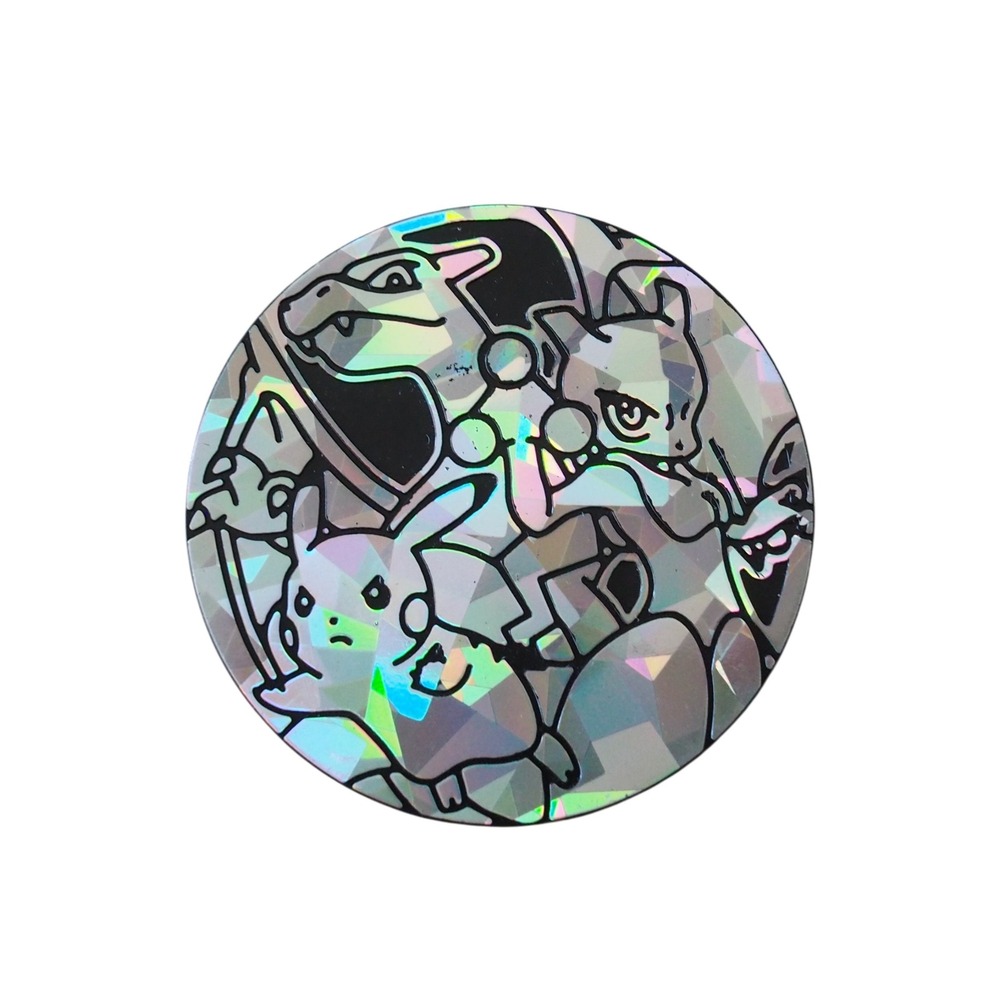 Pokemon Pikachu Mewtwo Charizard Silver Holographic TCG Coin Kids OS Good Shiny